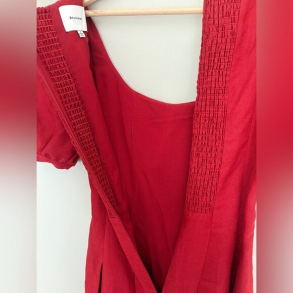 NEW Reformation Coucou Midi Linen Dress Sundried Tomato Red | US 2 UK 6 - Picture 13 of 15